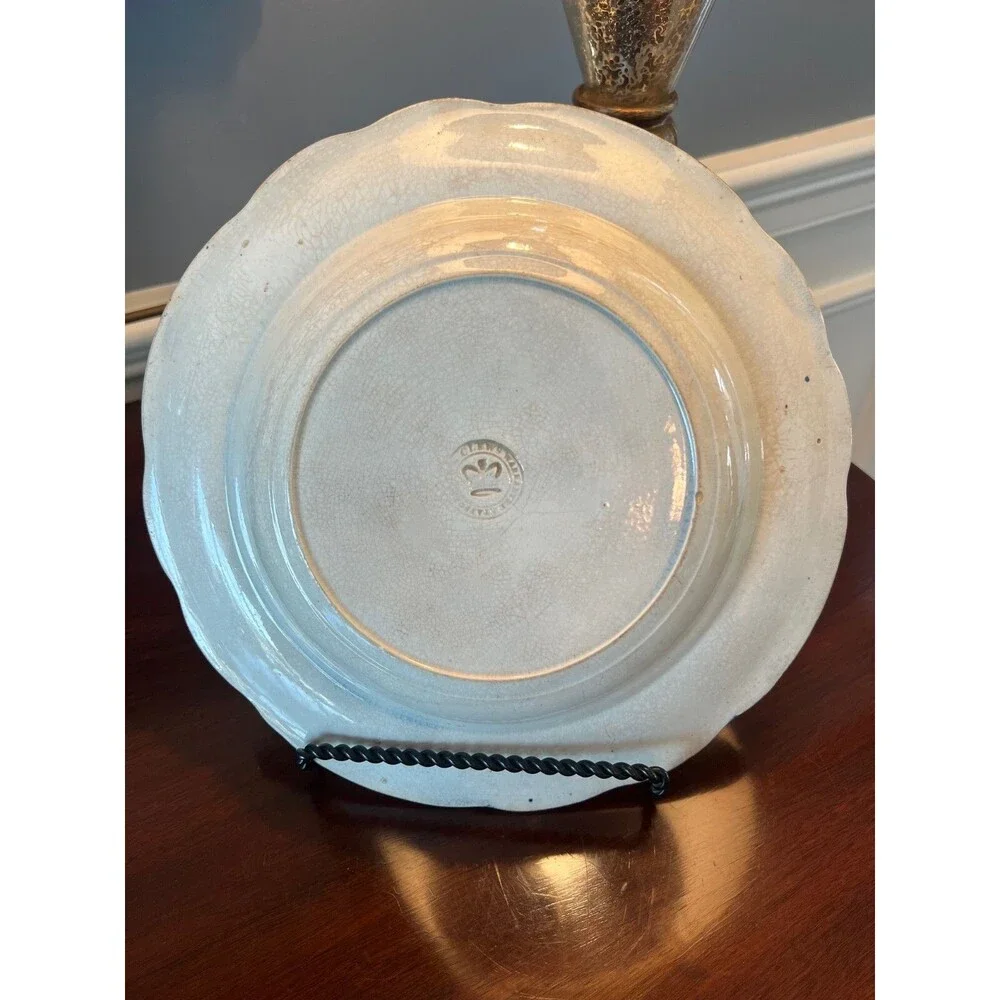 Antique Clews Warranted Staffordshire Flow Blue Bowl Shell Feather Edge